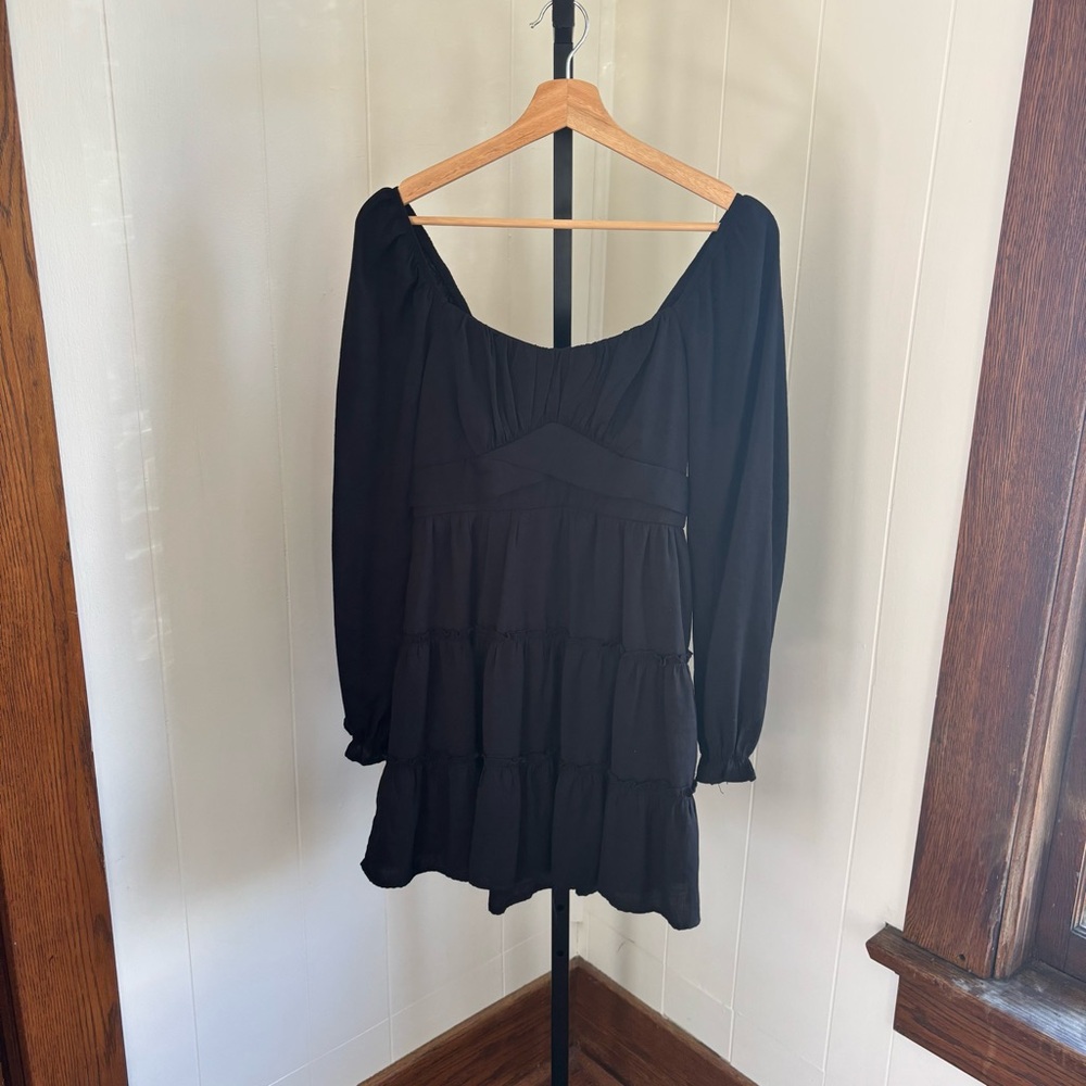 Trixxi Juniors’ Emma Tiered Long Sleeve Fit & Flare Babydoll Dress Women’s Med